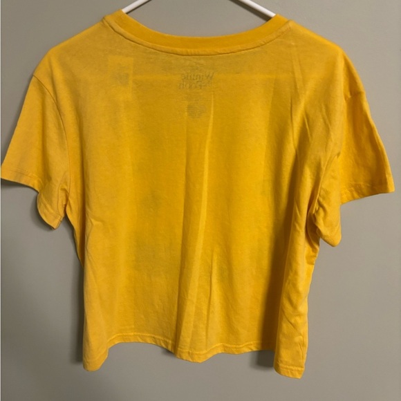 Winnie the Pooh & Piglet Size XL Yellow Embroidered Graphic Disney Crop Tee New - Picture 2 of 7